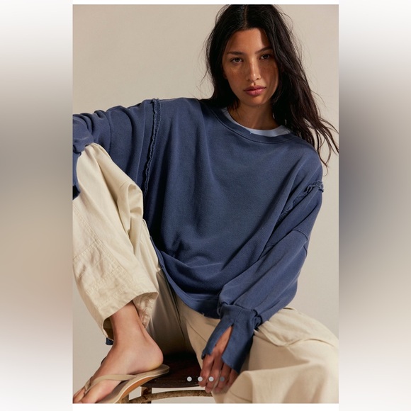 Free People Tops - We The Free Camden Sweatshirt L Navy